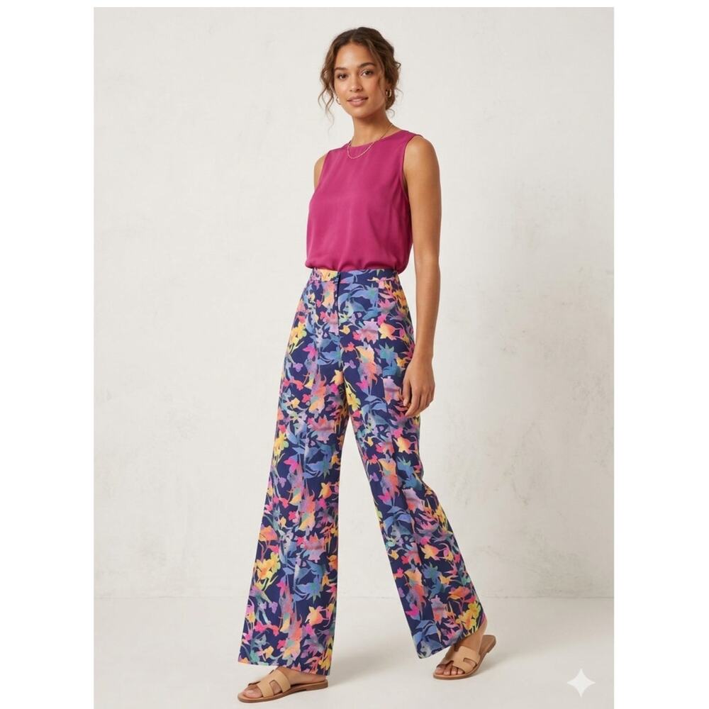 Patrizia Pepe SERA Floral Wide Leg Pants Italian Luxury Palazzo Trousers US 6